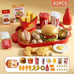Kitchen Western Set Pretend Play Burger Hot Dog French Fries Breakfast Set
