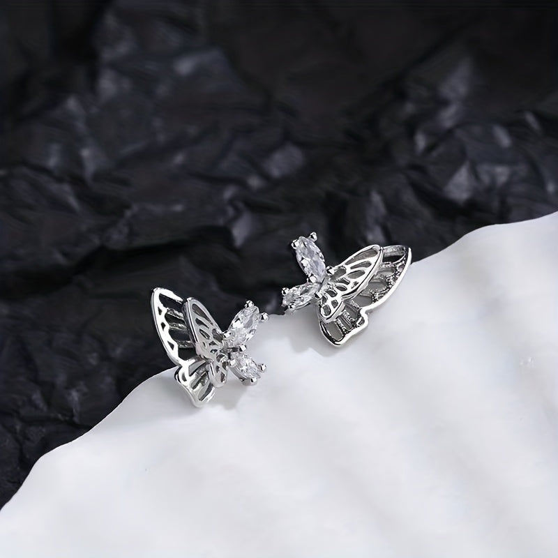 Butterfly Stud Earrings Double Layer Daily Accessories