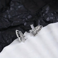 Butterfly Stud Earrings Double Layer Daily Accessories