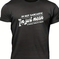 Men's Letter Print T shirt Casual Crew Neck Tee