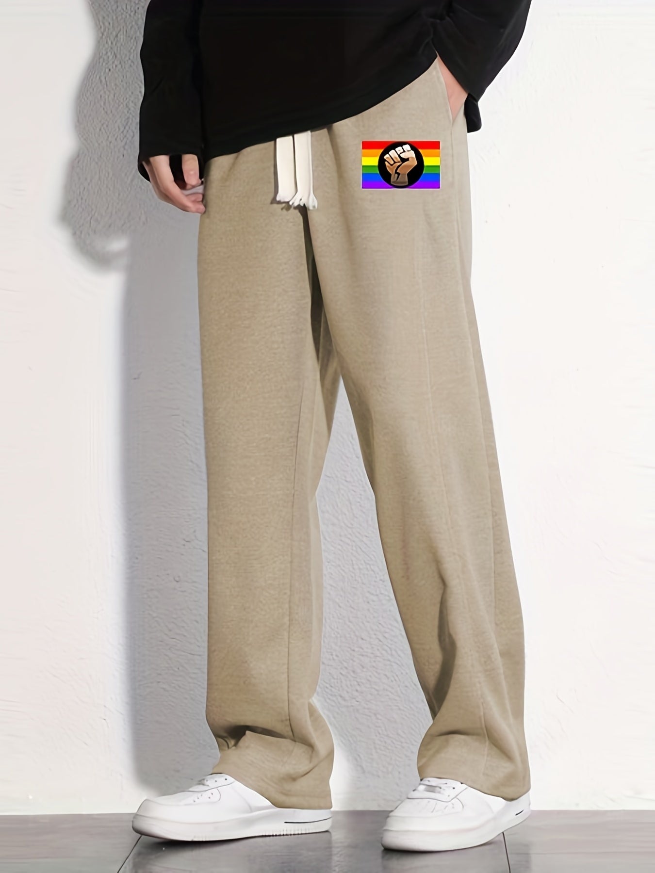 Rainbow Flag Pattern Joggers Men's Casual Loose Fit Pants
