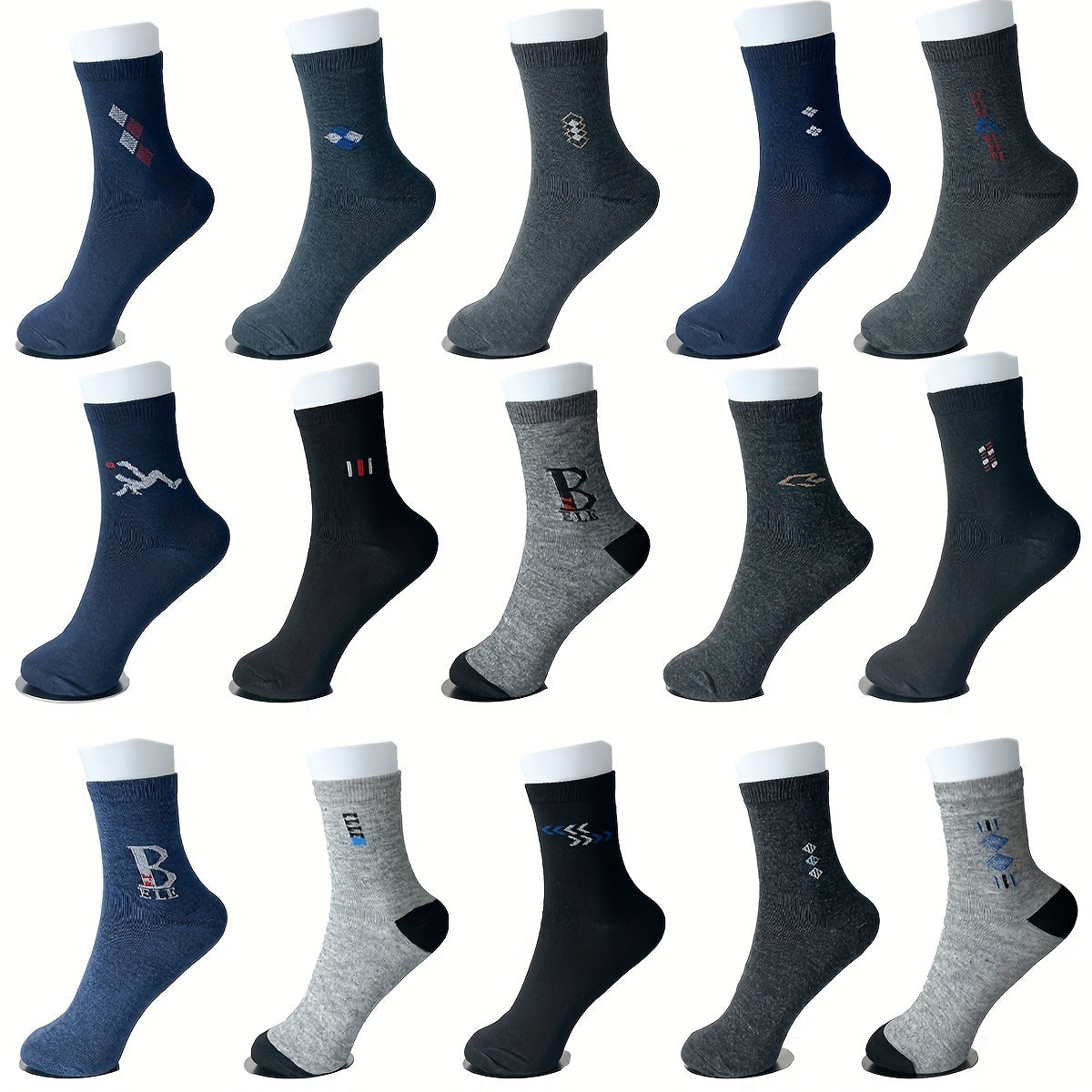 10 Pairs Men's Mid Calf Sweat-absorbing Breathable Socks