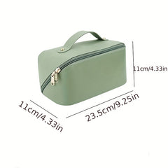Large Capacity Travel Cosmetic Bag Open Flat Waterproof PU Leather Makeup Bag