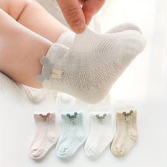 4 Pairs Baby Girls Cotton Mesh Breathable Socks for Summer