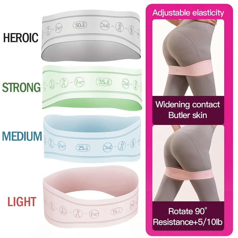 4 Pcs Hip Training Stretching Ring Silicone Elastic Yoga Resistance Belt