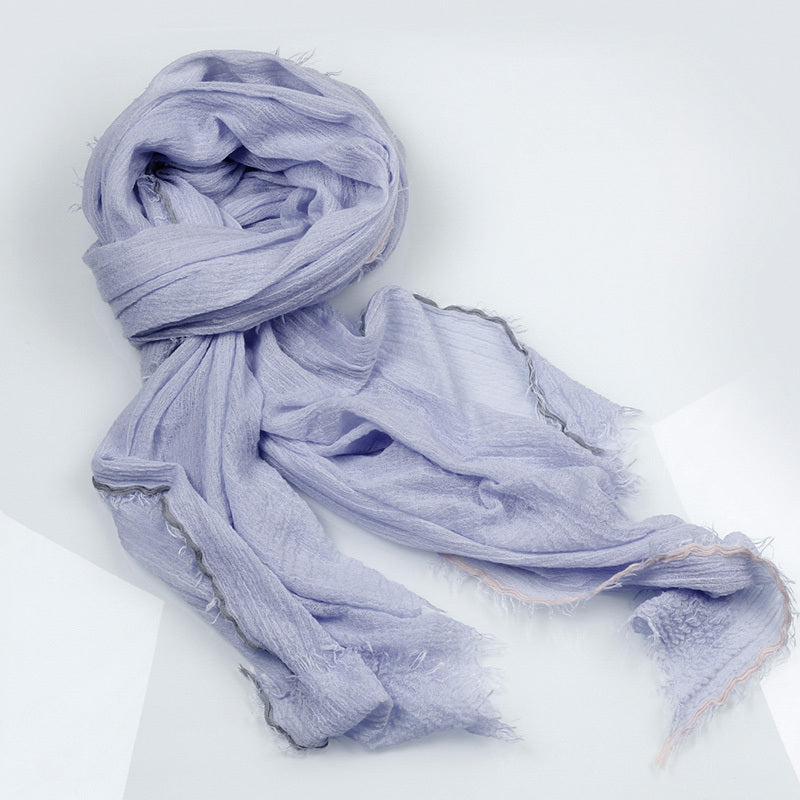 Green Gradient Wool Scarf Soft Warm Shawl Tassel Headwrap