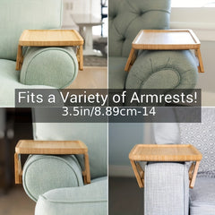 Pine Wood Sofa Armrest Table with Storage