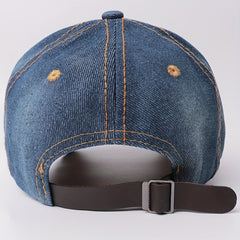 Smiley Face Rhinestone Baseball Cap Y2K Washed Distressed Denim Hat