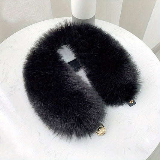 Women's Faux Fox Fur Scarf Thick Warm Collar with Pair Buckle Neck Scarf