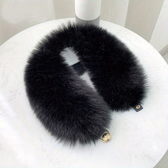 Women's Faux Fox Fur Scarf Thick Warm Collar with Pair Buckle Neck Scarf
