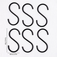 6Pcs S Hooks Heavy Duty Non Slip Metal Hanger Hooks