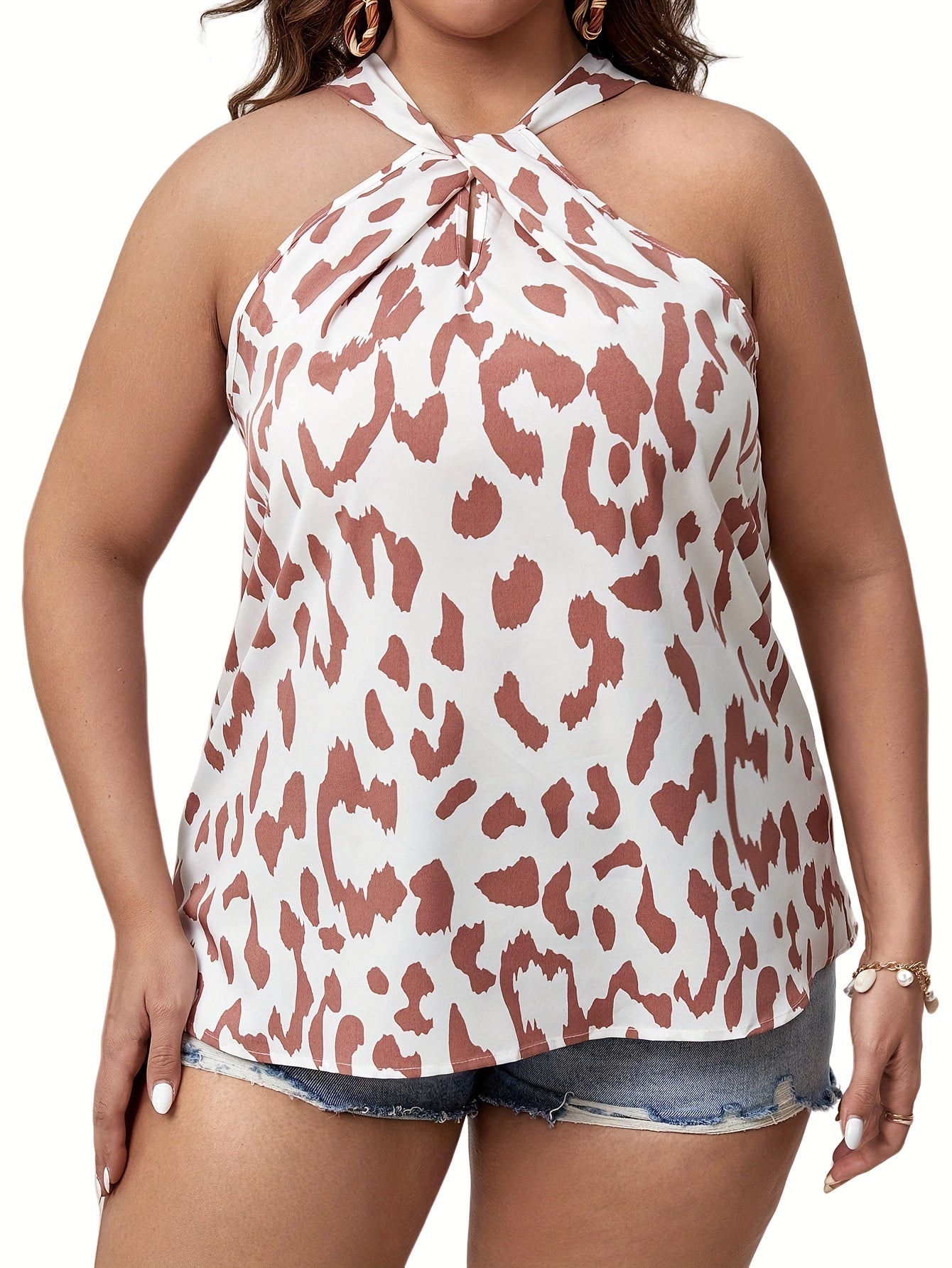 Leopard Print Halter Neck Tank Top