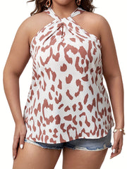 Leopard Print Halter Neck Tank Top