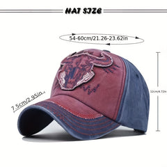 Bull Head Embroidery Baseball Cap Retro Sun Hat