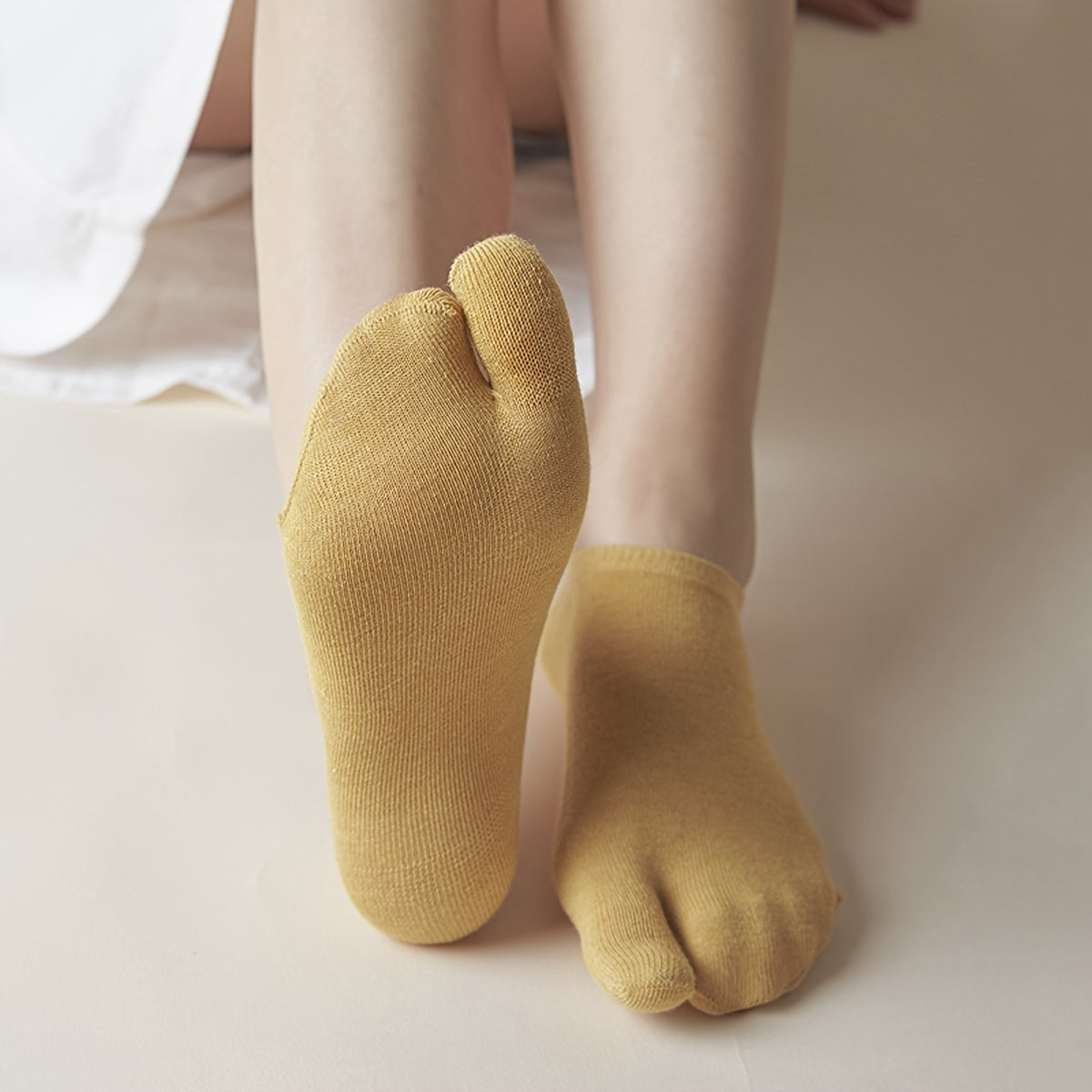 Women's No Show Two Toes Socks Athletic Casual Soft Cotton Non Slip Socks