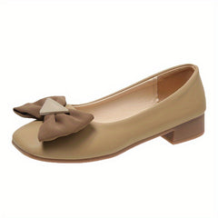 Stylish Bowknot Decor Flats, Slip-On Square Toe Dress Shoes