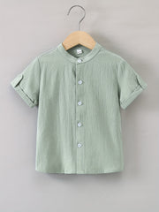 Boys Plain Shirt Short Sleeve Tops For Kids Summer