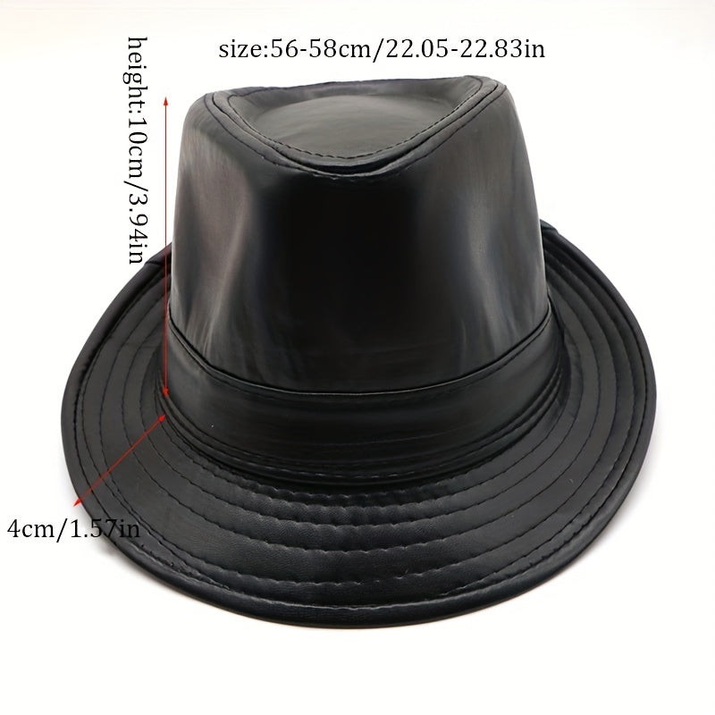 Men's PU Leather Top Hat Jazz Top Hat Outdoor Casual Hat