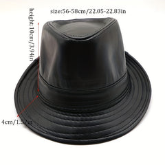 Men's PU Leather Top Hat Jazz Top Hat Outdoor Casual Hat