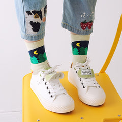 3 Pairs Cartoon Pattern Socks Comfy & Mid Tube Socks Women's Stockings & Hosiery