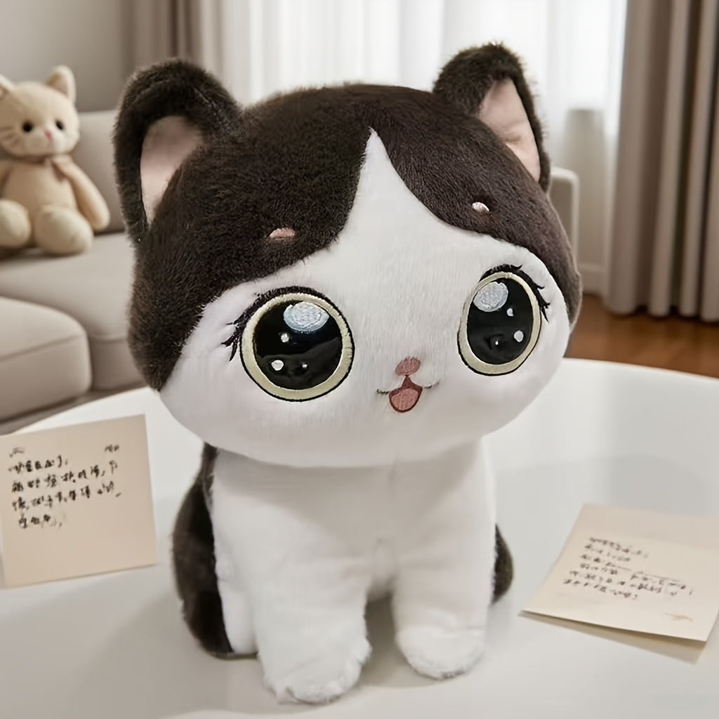 Cute Grey Cat Plush Toy - Cartoon Design - Home Decor & Gift