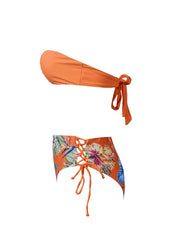 Tropical Print Halter Neck Bikini Set High Stretch Swimsuit