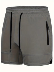 Men's Casual Active Zipper Pockets Shorts Stretch Waist Sports Shorts