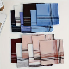10 Pack Men's Classic Plaid Handkerchiefs Lightweight Sports Style