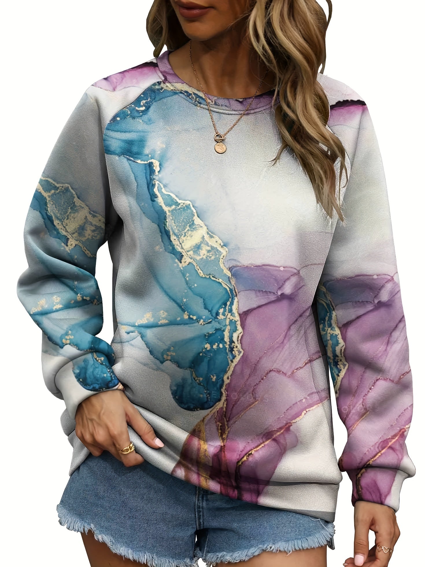 Tie-Dye Crew Neck Sweatshirt for Women