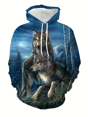 Wolves 3D Print Hoodie Men Graphic Hooded Pullover Autumn Winter