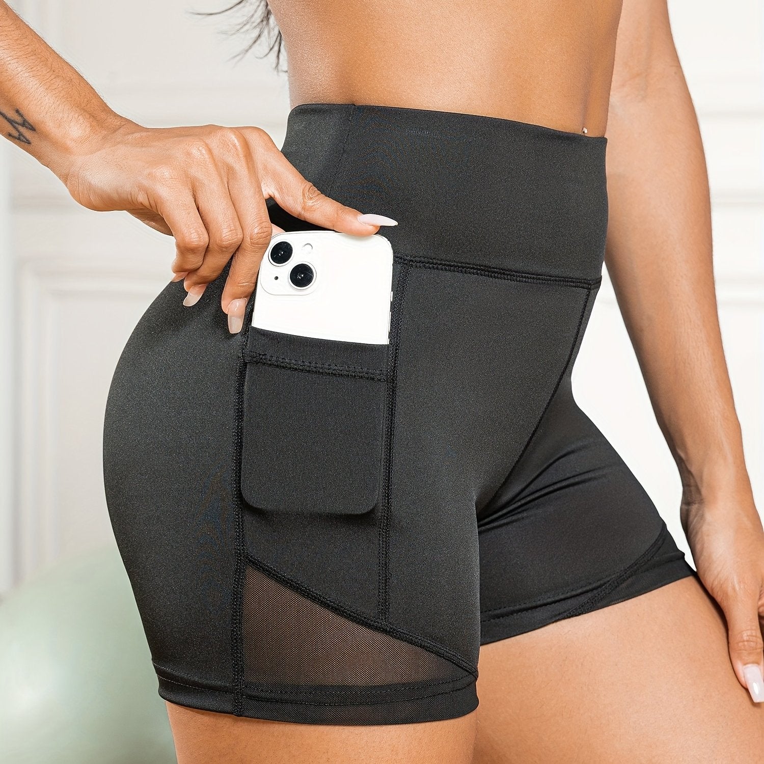Mesh Sexy Biker Shorts High Waist Slim Fit Workout Pants