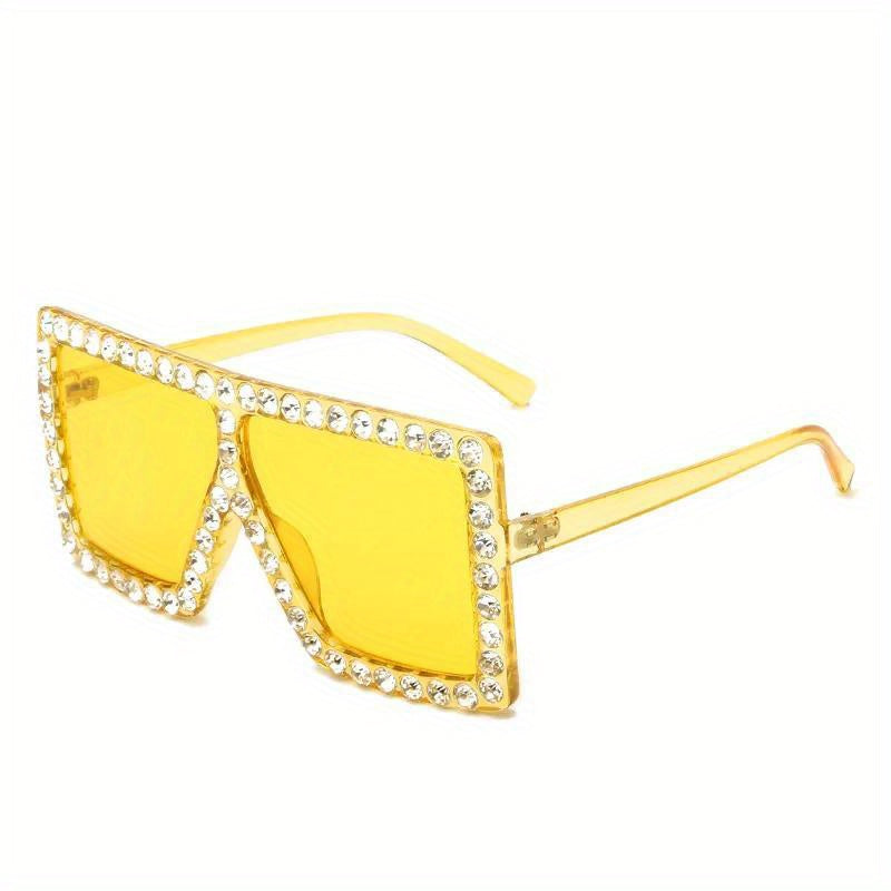 Y2K Rhinestone Oversized Square Sunglasses for Women UV400