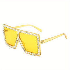 Y2K Rhinestone Oversized Square Sunglasses for Women UV400