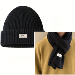 Winter Knitted Beanie Hat & Scarf Set Ear Protection Warm Hat Neck Gaiter