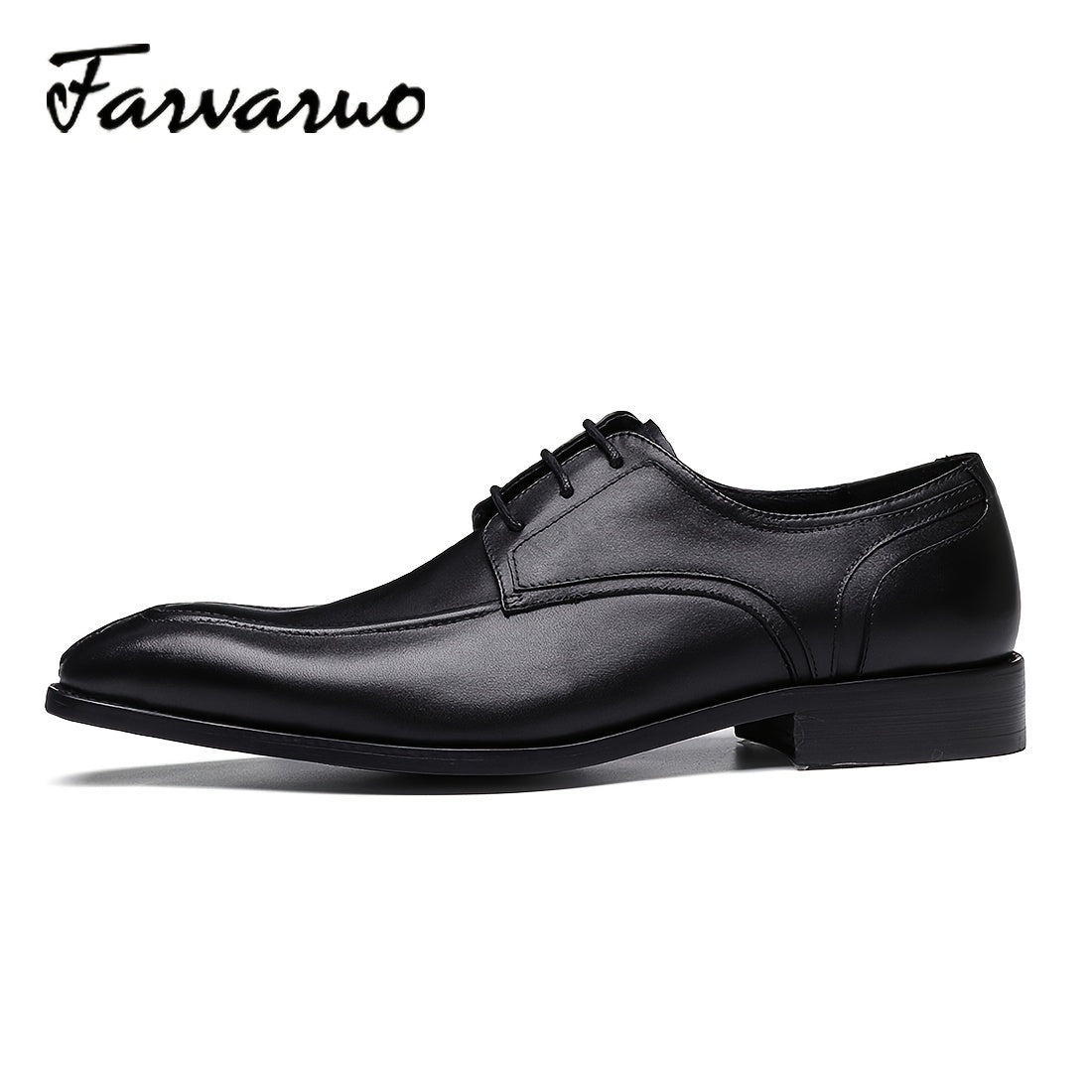 FARWARWO Men's Leather Derby Shoes Pointed Toe Formal Dress Shoes