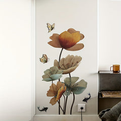 Chinese Style Lotus Carp Wall Sticker, Home Decoration, Waterproof, Removable