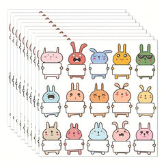 10 Sheets Bunny Hello My Name Is Rabbit Name Tag Stickers