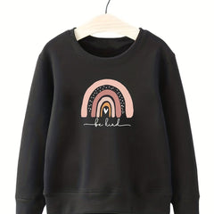 Girls Rainbow Graphic Crew Neck Sweatshirt Top