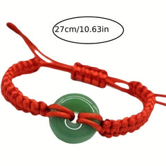 Green Jade Peace Buckle And Red Rope Bracelet