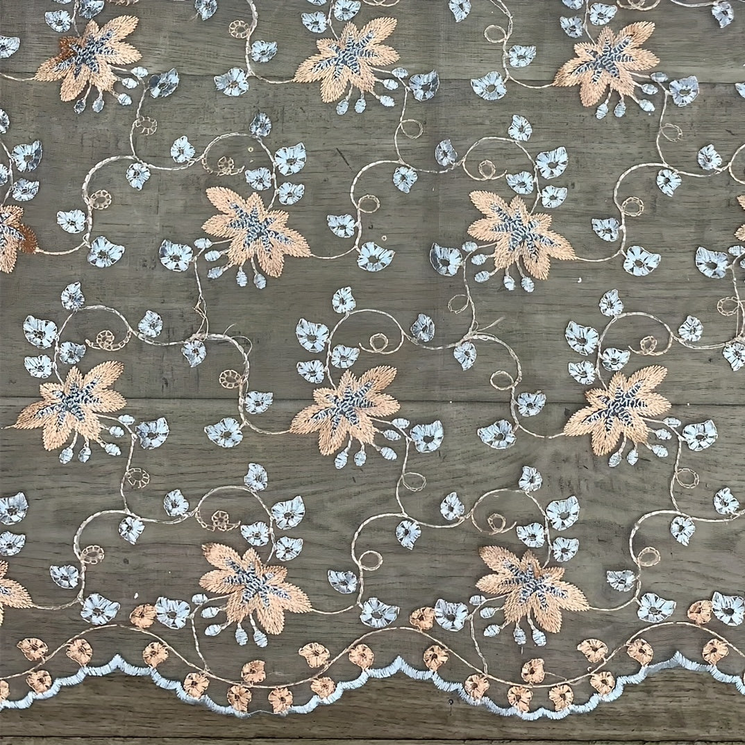 Maple Leaf Flower Embroidered Dress Lace Fabric