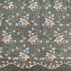 Maple Leaf Flower Embroidered Dress Lace Fabric