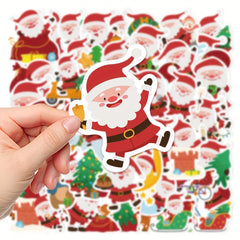 50pcs Santa Stickers Waterproof Christmas Gift for Laptop Journal Computer