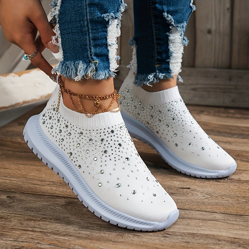Women's Rhinestone Sock Sneakers Slip On Sports Shoes