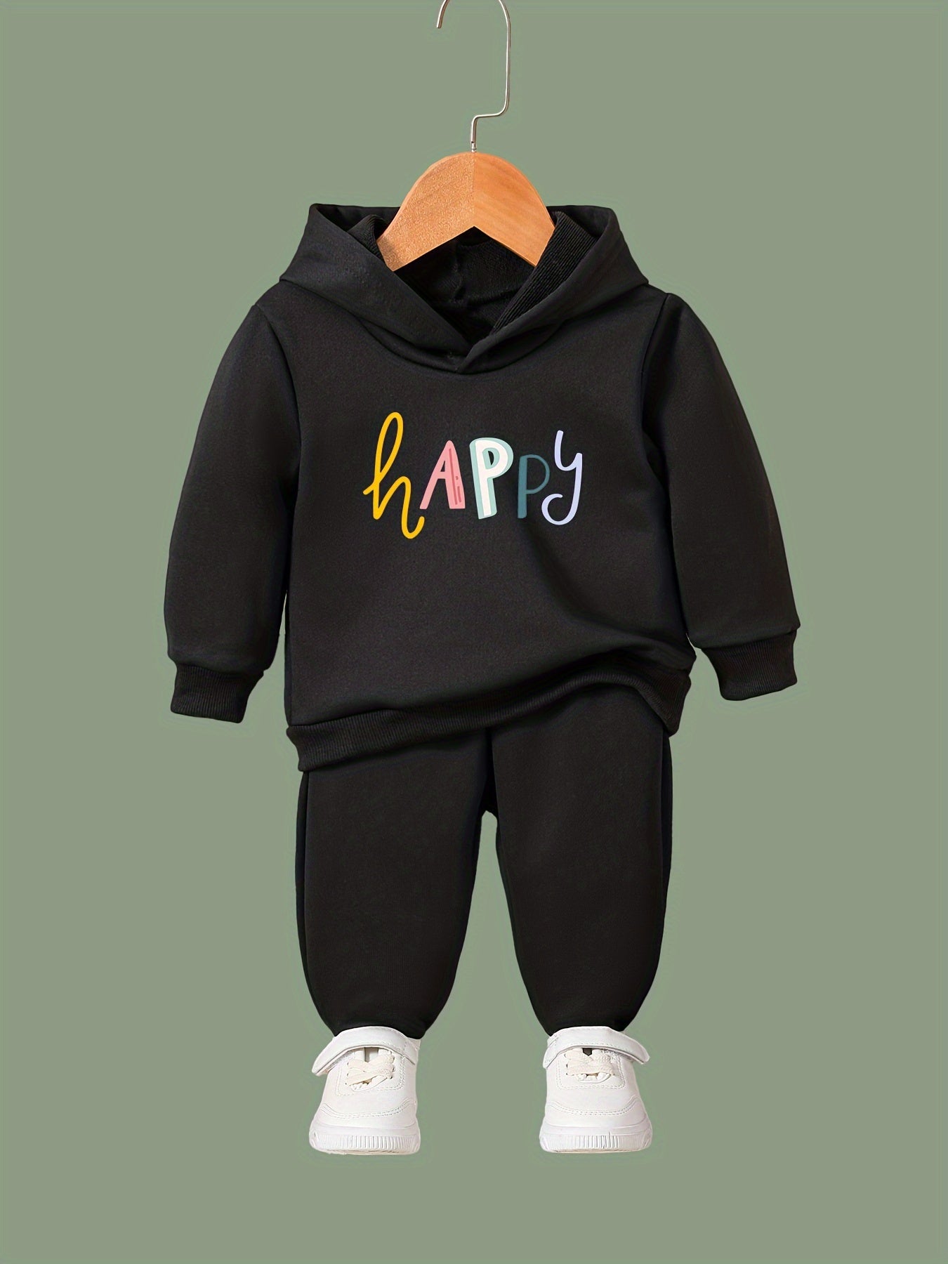 Girls 2pcs Cartoon Hooded Sweatshirt & Sweatpants Set