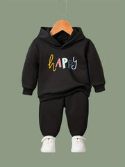 Girls 2pcs Cartoon Hooded Sweatshirt & Sweatpants Set