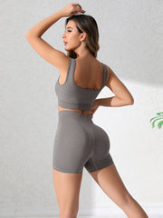 Yoga Tank Top & Stretch Fitness Shorts Set Women's Activewear