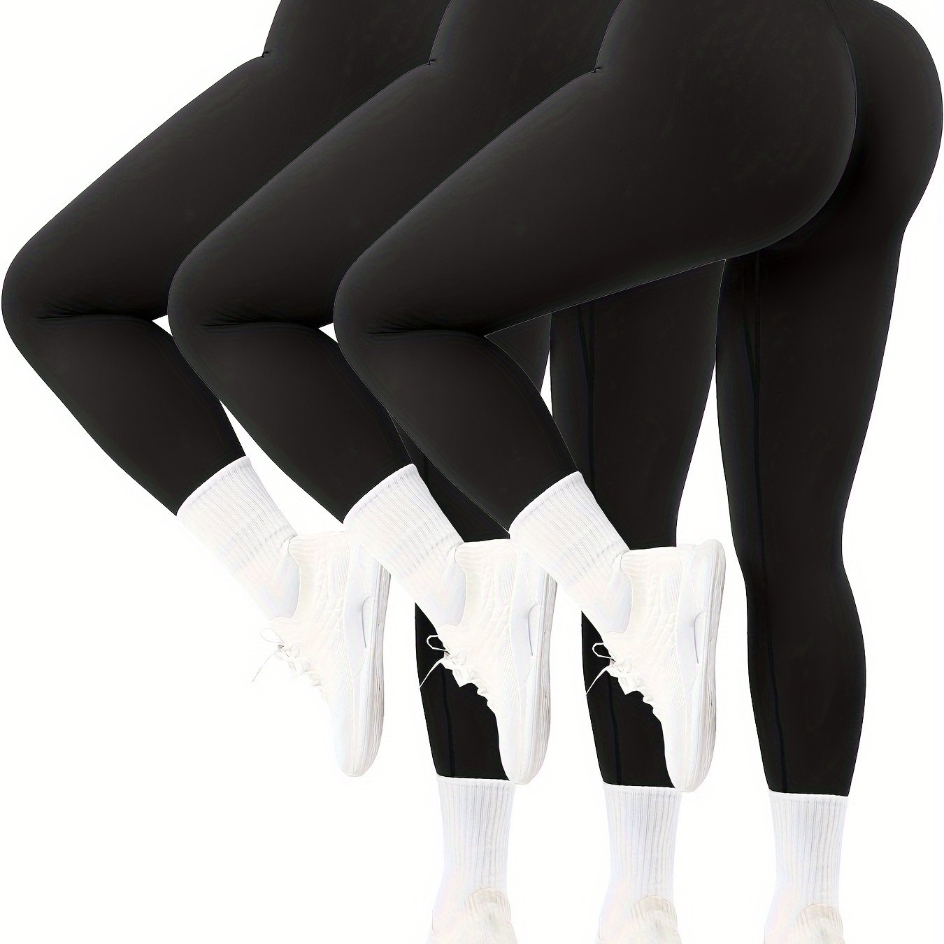 3pcs High Waist Yoga Leggings Fitness Pants, Comfortable Stretchy
