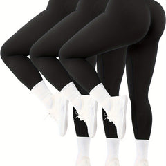 3pcs High Waist Yoga Leggings Fitness Pants, Comfortable Stretchy
