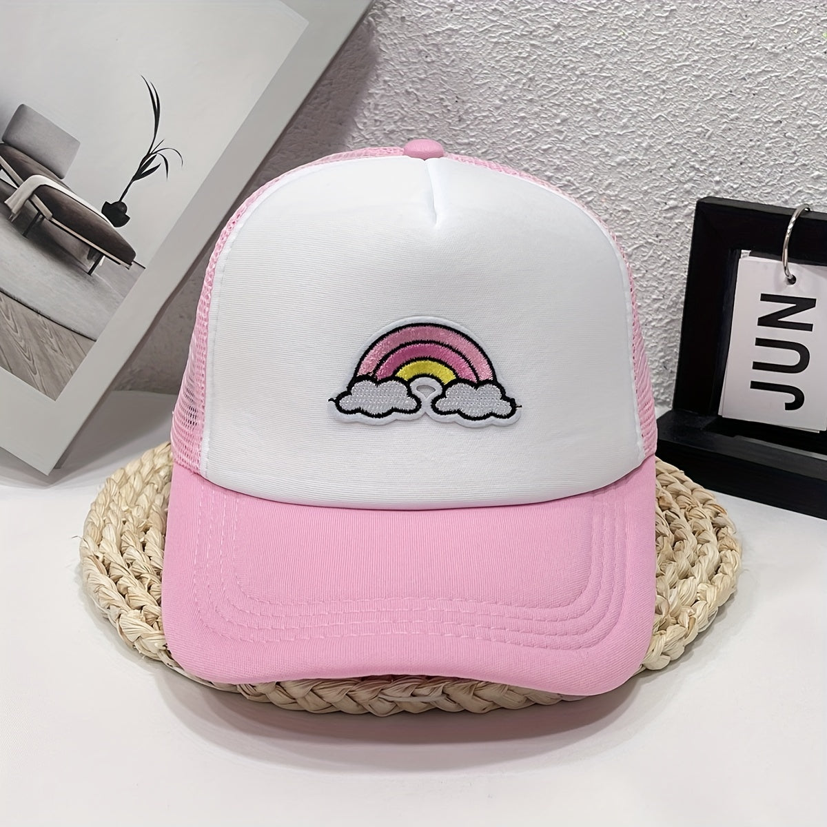Candy Rainbow Baseball Cap Patch Trucker Hat for Women