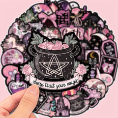 Gothic Halloween Witchy Stickers Decals for Laptop Skateboard Waterproof 50 Pack